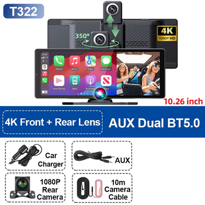 10.26'' Universal Portable Carplay Car Screen Wireless Carplay Screen Wireless Car Stereo Carplay Android Auto Car Touchscreen